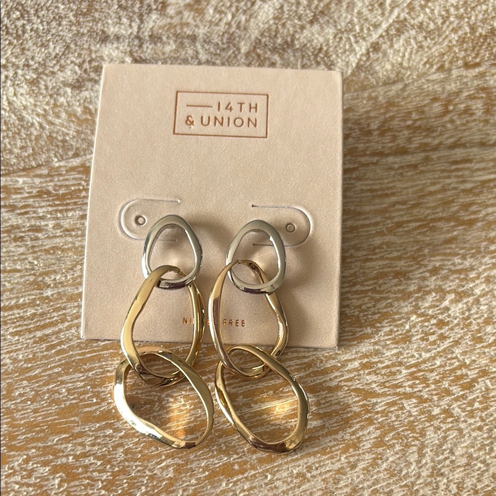 14th & Union Gold and Silver Geometric Dangle Earrings